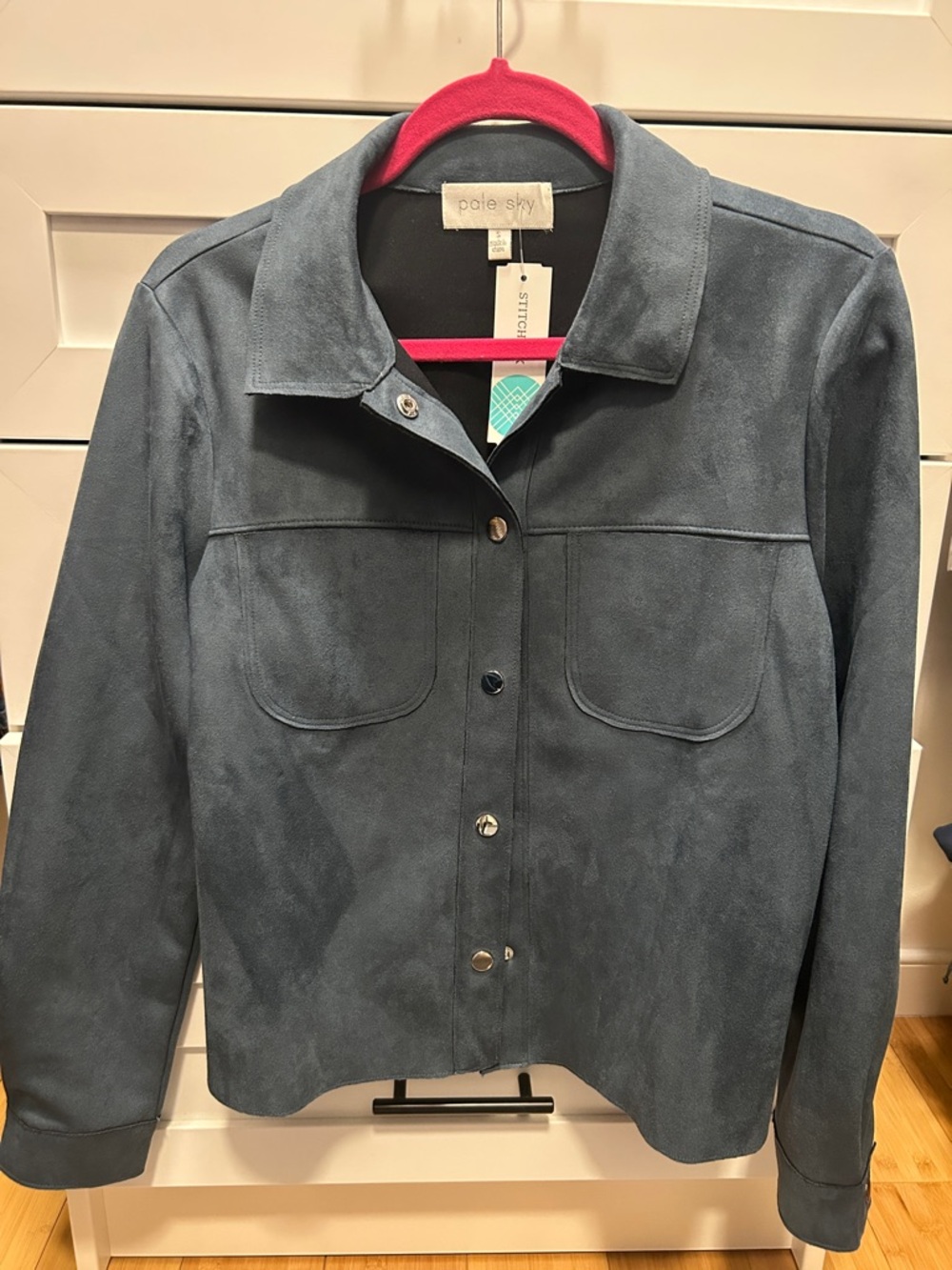 Pale Sky Women’s Dusty Blue Suede Snap-Front Jacket